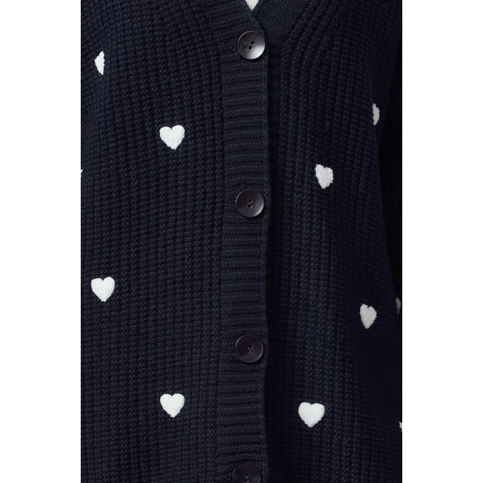 Women Fashion Stylish Hijab V Neck Low Sleeve Regular Heart Patterned Comfortable Pattern Knitwear Cardigan