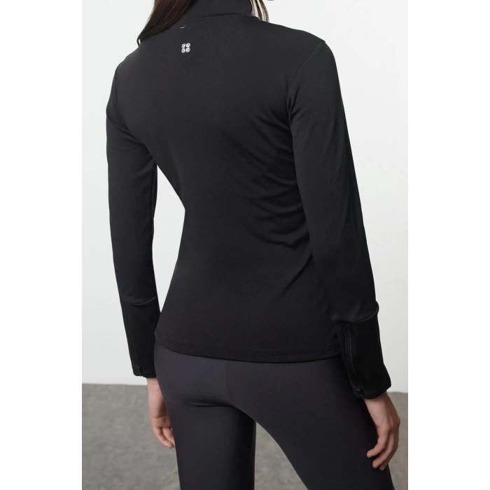 Womens Stand Collar Standard Sleeve Standard Extra Warm Zippered Polar Winter Knitted Sports Sweatshirt