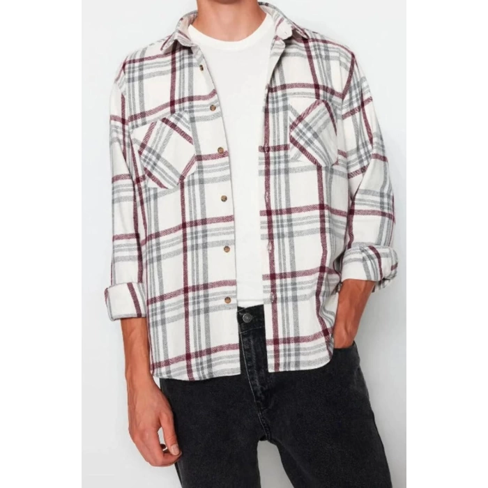 Fashion Shirt Collar Plaid Long Sleeve Regular Fit Double Pocket Winter Lumberjack Checkered Shirt