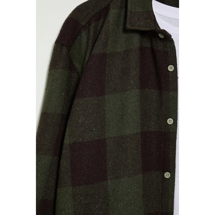 Fashion Shirt Collar Plaid Long Sleeve Plaid Lumberjack Checkered Winter Woven Plus Size Shirt