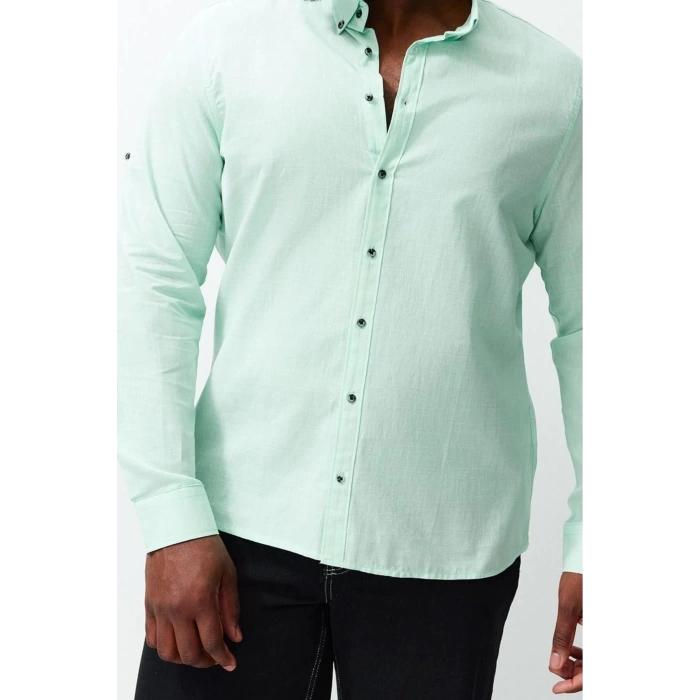 Moda Düğmeli Yaka Düz Uzun Kol Regular Fit Rahat Düğmeli Yaka Basic Büyük Beden Gömlek