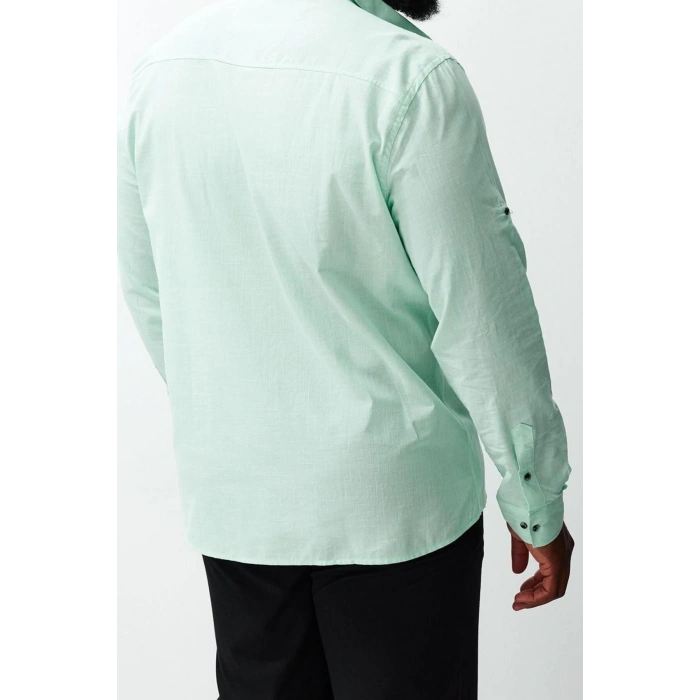 Moda Düğmeli Yaka Düz Uzun Kol Regular Fit Rahat Düğmeli Yaka Basic Büyük Beden Gömlek