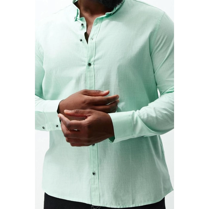 Moda Düğmeli Yaka Düz Uzun Kol Regular Fit Rahat Düğmeli Yaka Basic Büyük Beden Gömlek