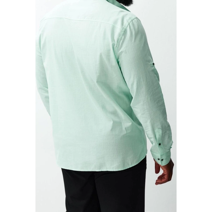 Moda Düğmeli Yaka Düz Uzun Kol Regular Fit Rahat Düğmeli Yaka Basic Büyük Beden Gömlek