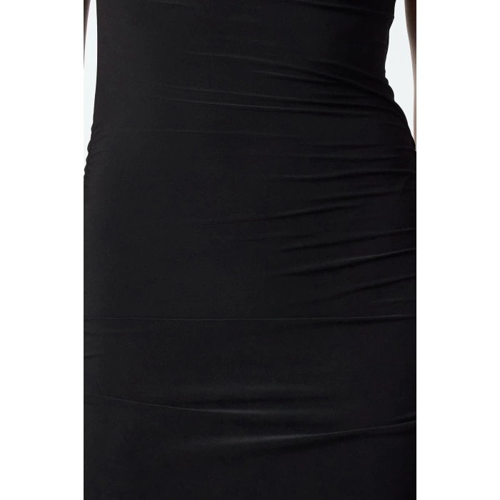 Women Fashion Stylish Midi Length Carmen Collar Fitted Dress