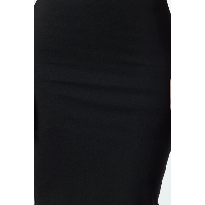 Kadın Moda Şık Midi Boy Straplez Fitted Vücuda Oturan Bir Beden İncelten Örme Elbise