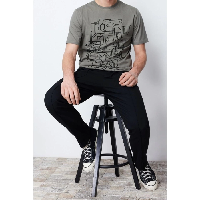 Yeni Sezon Slim %100 Pamuk Bisiklet Yaka Kısa Kol Baskılı Desenli Günlük Dokuma T-Shirt