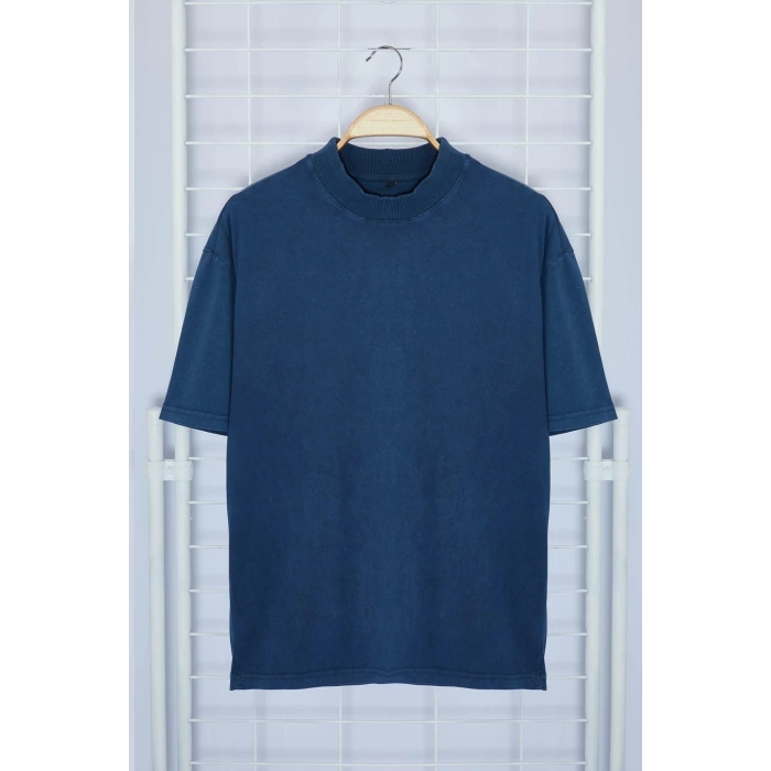 New Season Comfortable Cotton Stand Collar Short Sleeve Plain Patterned Casual T-Shirt