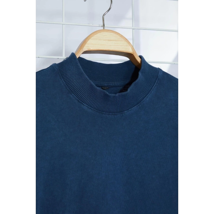 New Season Comfortable Cotton Stand Collar Short Sleeve Plain Patterned Casual T-Shirt