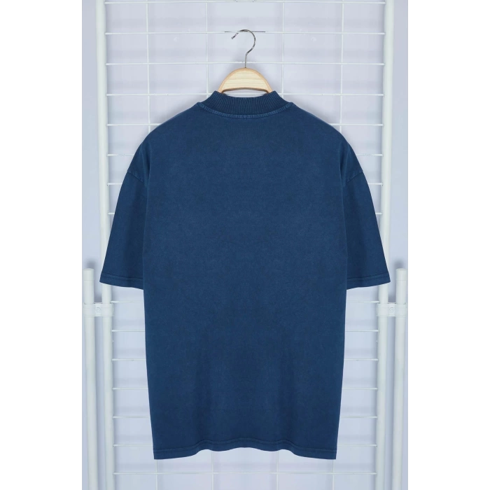New Season Comfortable Cotton Stand Collar Short Sleeve Plain Patterned Casual T-Shirt