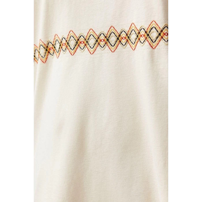 New Season Oversize Cotton Crew Neck Short Sleeve Ethnic Patterned Casual Plus Size T-Shirt