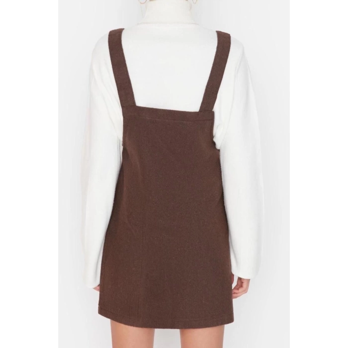 Women Fashion Stylish Mini Length Square Collar Regular Vest Woven Dress