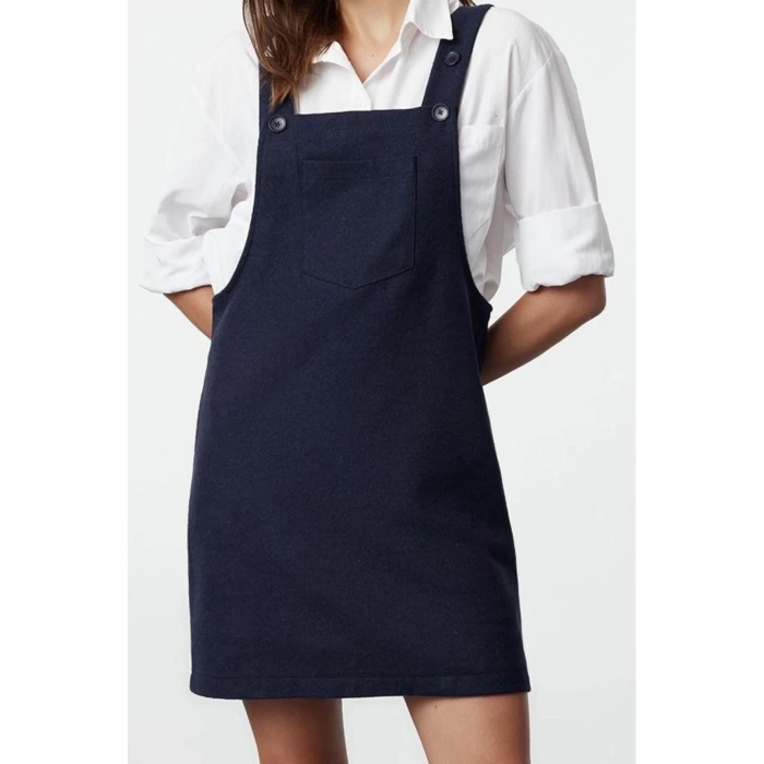 Women Fashion Stylish Mini Length Square Collar Regular Vest Woven Dress