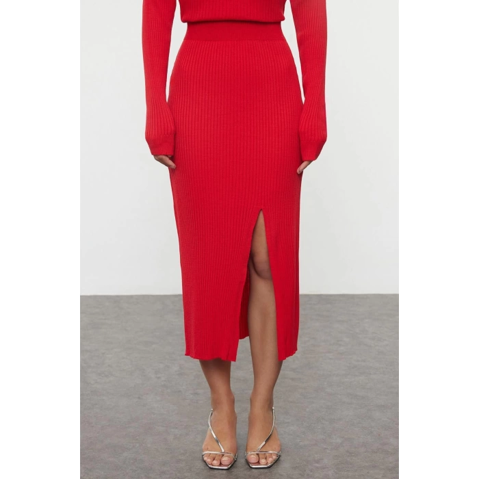 Womens Fashion Stylish Wide Leg Crop Length Long Sleeve Crop Skirt Knitwear Top-Bottom Set