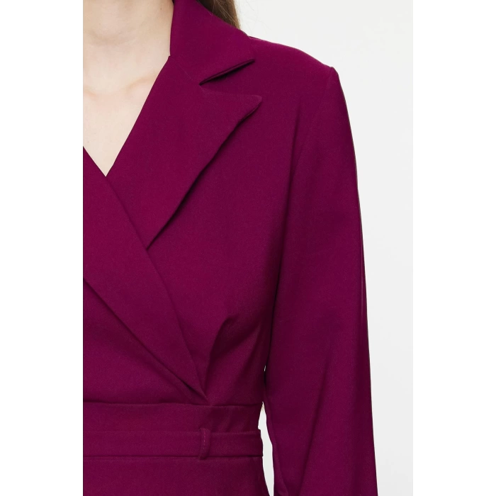 Women Fashion Stylish Mini Length Jacket Collar Regular Woven Dress