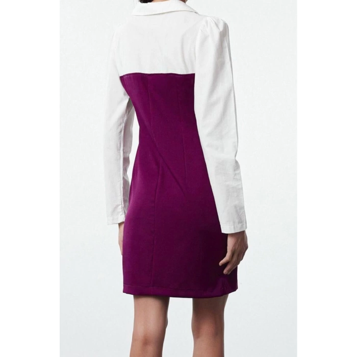 Women Fashion Stylish Mini Length Shirt Collar Fitted Plain Bodycon Woven Dress Woven Dress