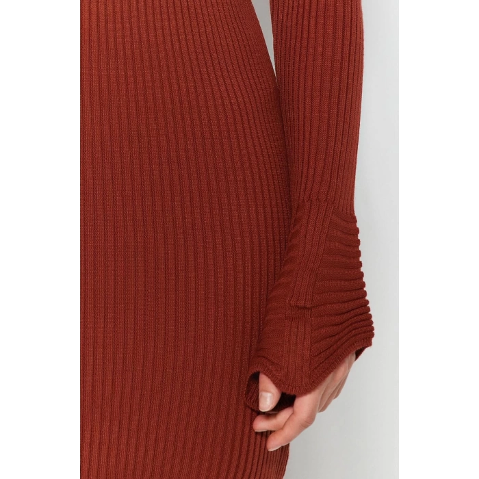 Women Fashion Stylish Mini Length Stand Collar Slim Knitwear Basic Dress