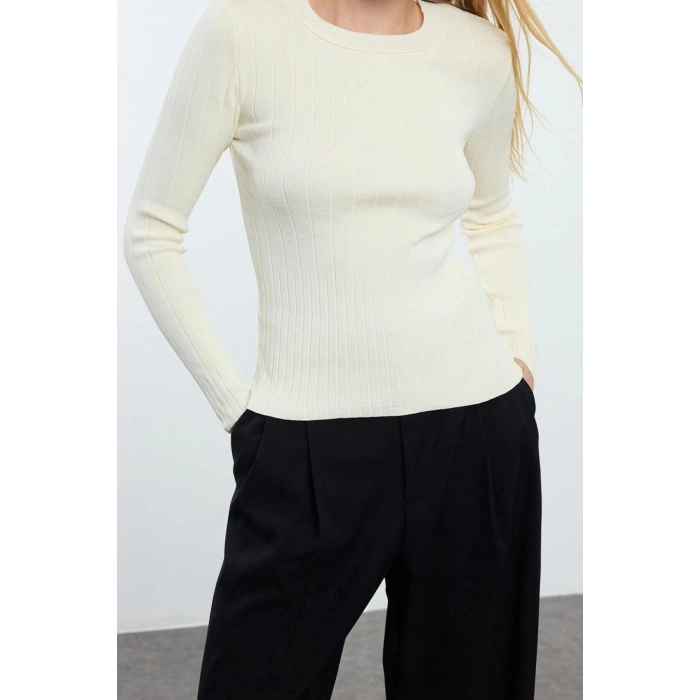 Women Fashion Stylish Crew Neck Standard Sleeve Regular Basic Knitwear Sweater
