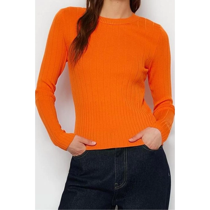 Women Fashion Stylish Crew Neck Standard Sleeve Regular Basic Knitwear Sweater