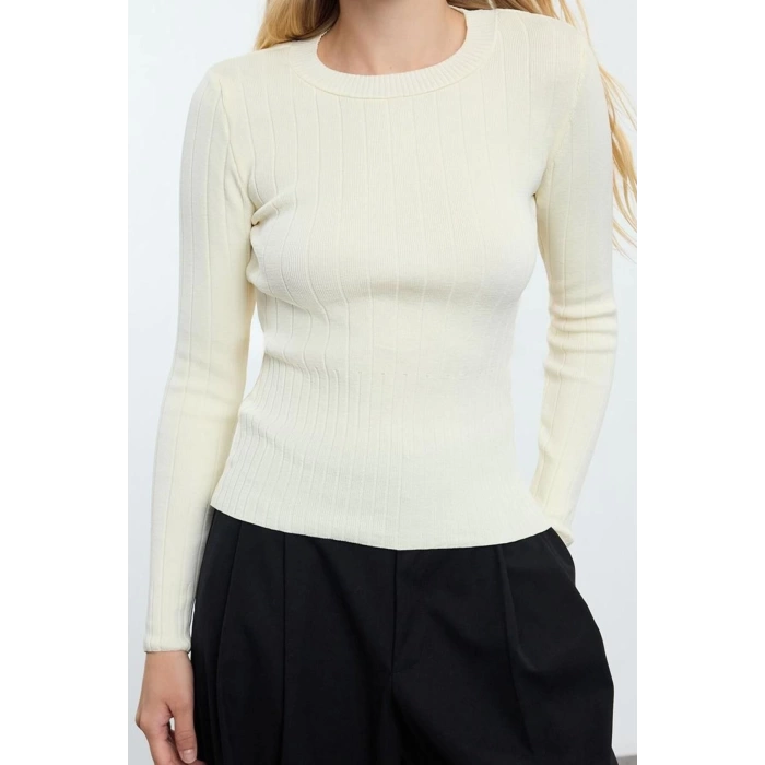 Women Fashion Stylish Crew Neck Standard Sleeve Regular Basic Knitwear Sweater