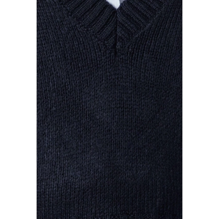 Women Fashion Stylish V Neck Regular Sleeve Crop Soft Textured Knitted Sweater