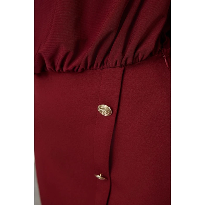 Kadın Moda Şık Mini Boy Dik Yaka Regular Düz Vatkalı Dokuma Elbise