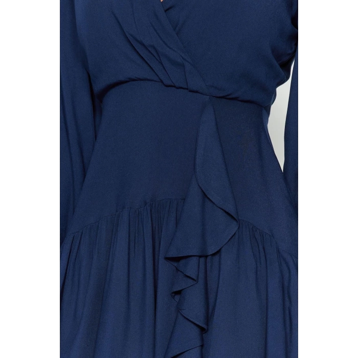 Women Fashion Stylish Mini Length Double Breasted Regular Plain Woven Dress