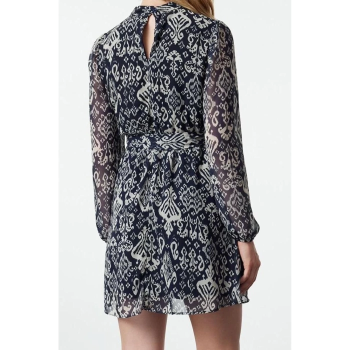 Women Fashion Stylish Mini Length Stand Collar Regular Ethnic Woven Winter Dress