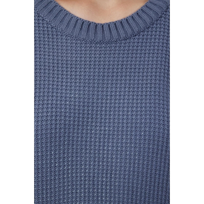 Women Fashion Stylish Crew Neck Standard Sleeve Regular Foil Printed Knitwear Sweater