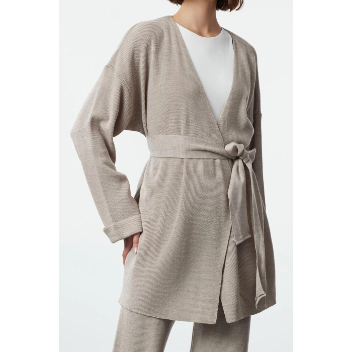Women Fashion Stylish Regular Length Long Sleeve Midi Length Knitwear Top-Bottom Set