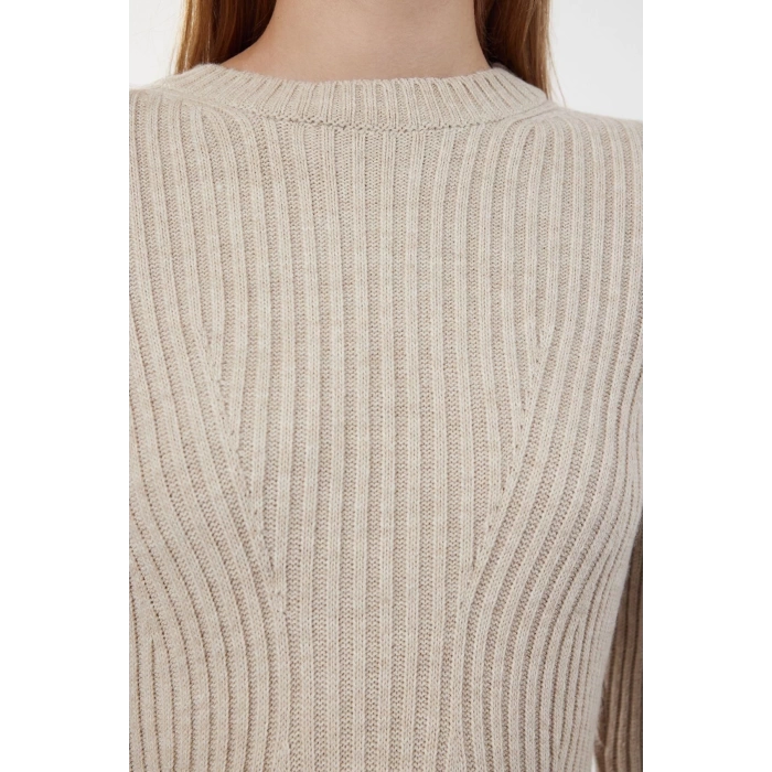 Women Fashion Stylish Mini Length Crew Neck Regular Knitwear A-Line Form Fit Dress