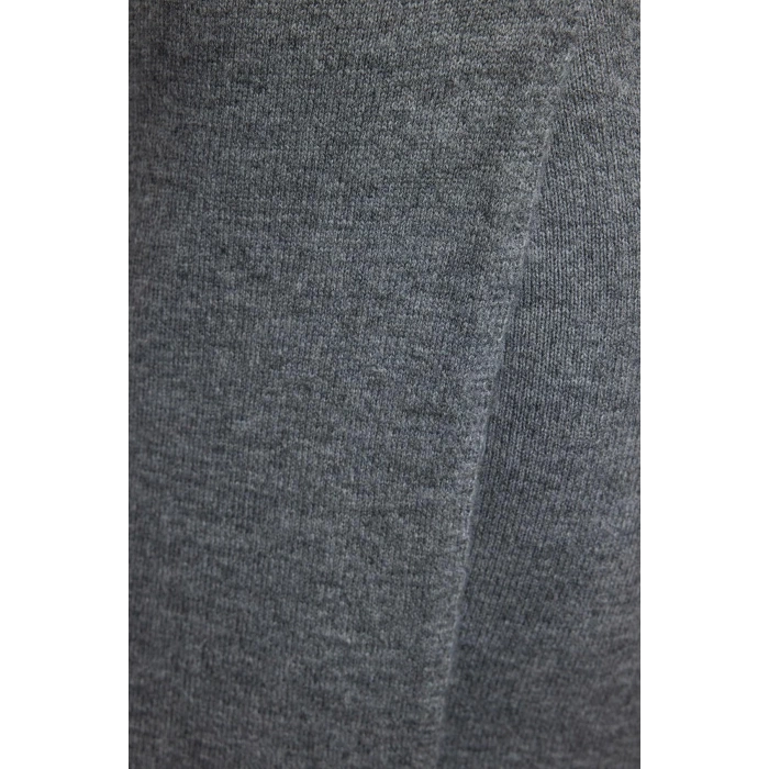 Womens Fashion Stylish Midi Length Crew Neck Regular Knitwear Soft Texture Double Breasted Skirt Detail Dress