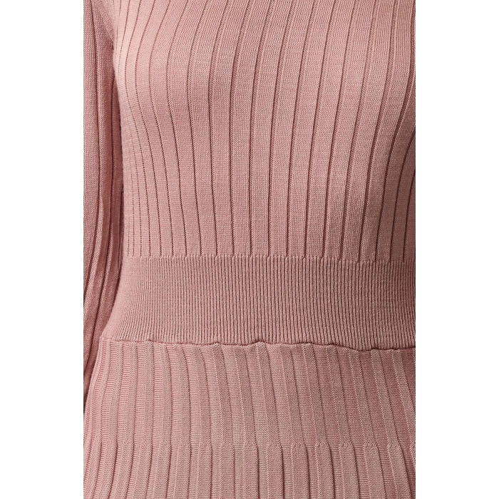 Women Fashion Stylish Mini Length Stand Collar Regular Knitwear Ruffle Dress