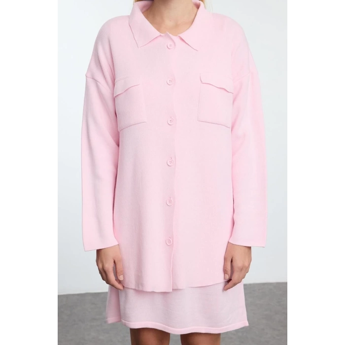 Women Fashion Stylish Mini Length Polo Neck Regular Knitwear Basic Dress