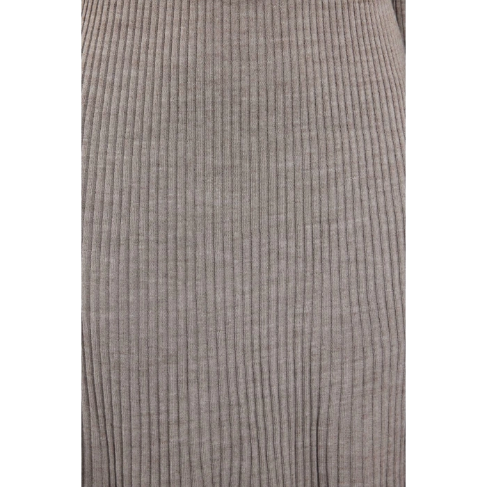Women Fashion Stylish Midi Length V Neck Regular Knitwear Ruffle Hem Dress