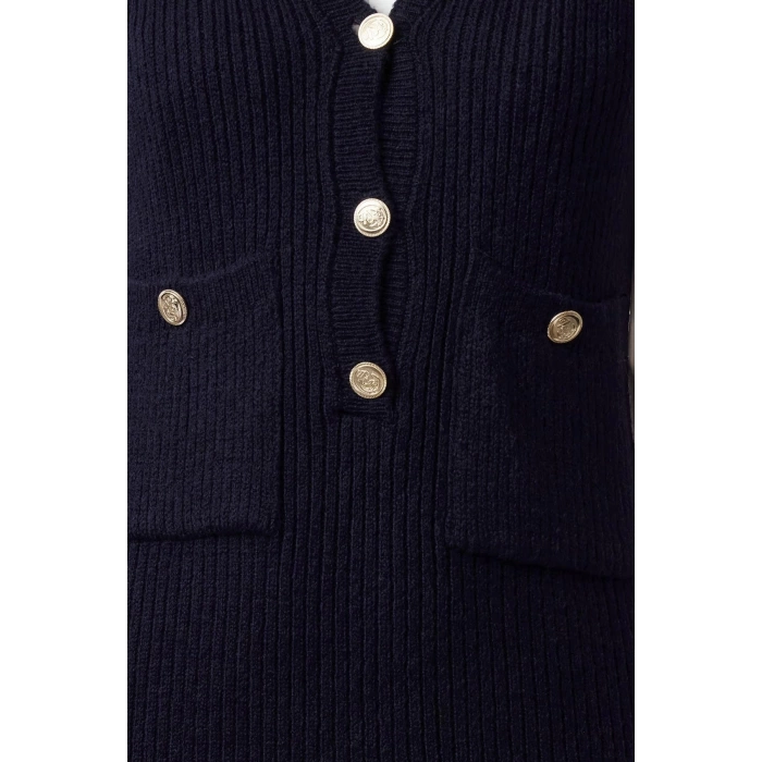 Kadın Moda Şık Mini Boy V Yaka Slim Triko Yumuşak Dokulu Elbise