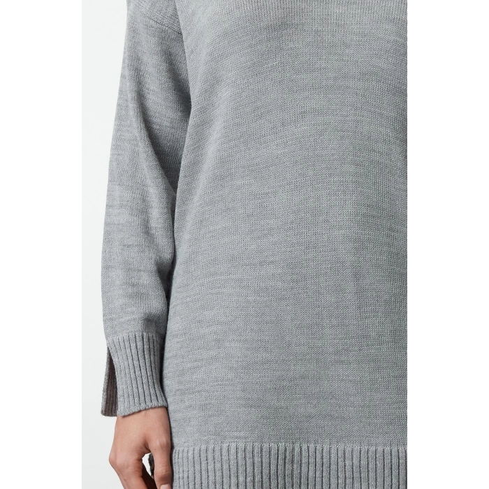 Women Fashion Stylish Mini Length Polo Collar Regular Knitted Garnished Dress