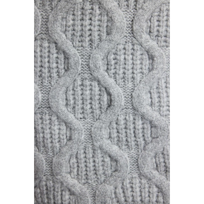Women Fashion Stylish Mini Length Stand Collar Regular Knitwear Soft Textured Hair Knit Dress