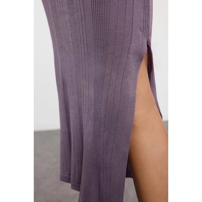 Women Fashion Stylish Maxi Length Stand Collar Slim Knitwear Turtleneck Glitter Yarn Dress