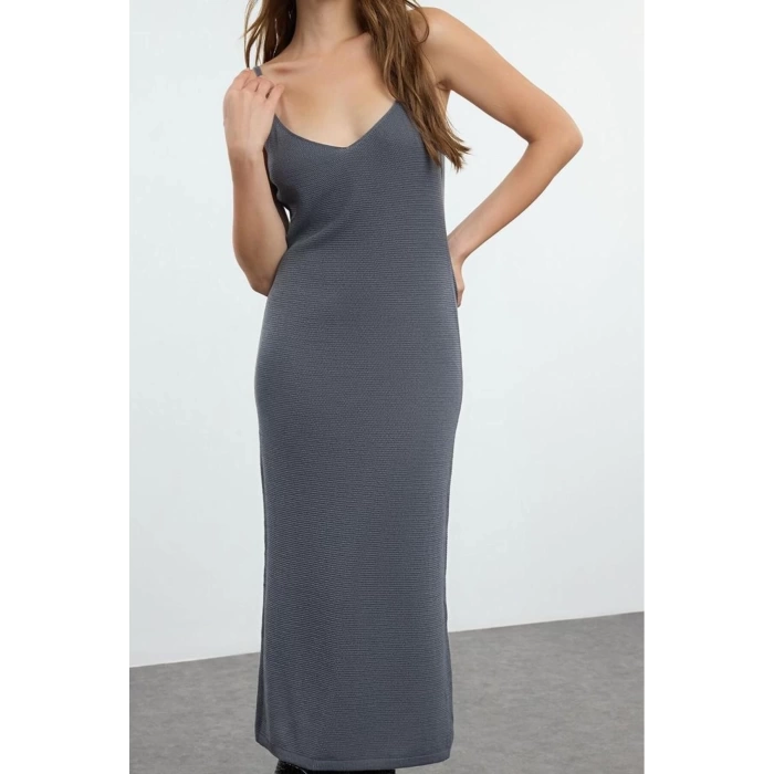 Women Fashion Stylish Midi Length V Neck Slim Knitwear Premium Yarn Special Yarn Cardigan-Dress Set