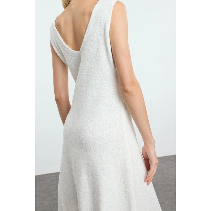 Womens Fashion Stylish Midi Length Polo Collar Slim Knitwear Jacket-Look Cardigan-Dress Set