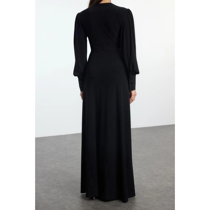 Women Fashion Stylish Maxi Length Double Breasted Regular Plain Knitted Dress
