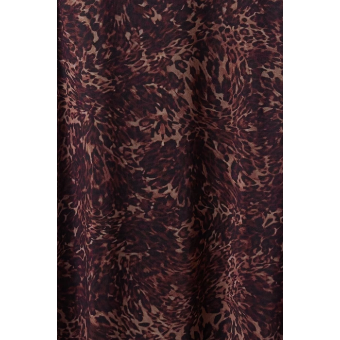 Women Fashion Stylish Maxi Length Square Neck Slim Animal Leopard Print Bodycone Fitted Knitted Dress