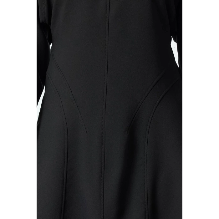 Womens Fashion Stylish Mini Length Crew Neck Regular A Cut Stitch Detailed Woven Dress