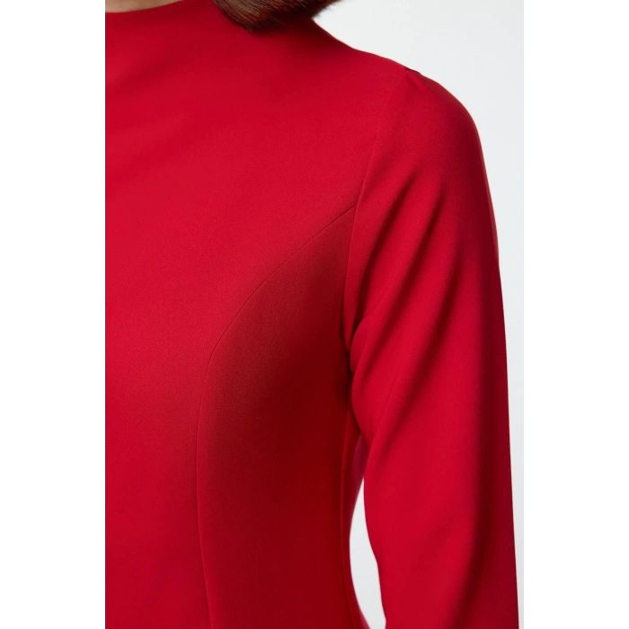 Women Fashion Stylish Mini Length Stand Collar Regular A Cut Pocket Detailed Woven Dress