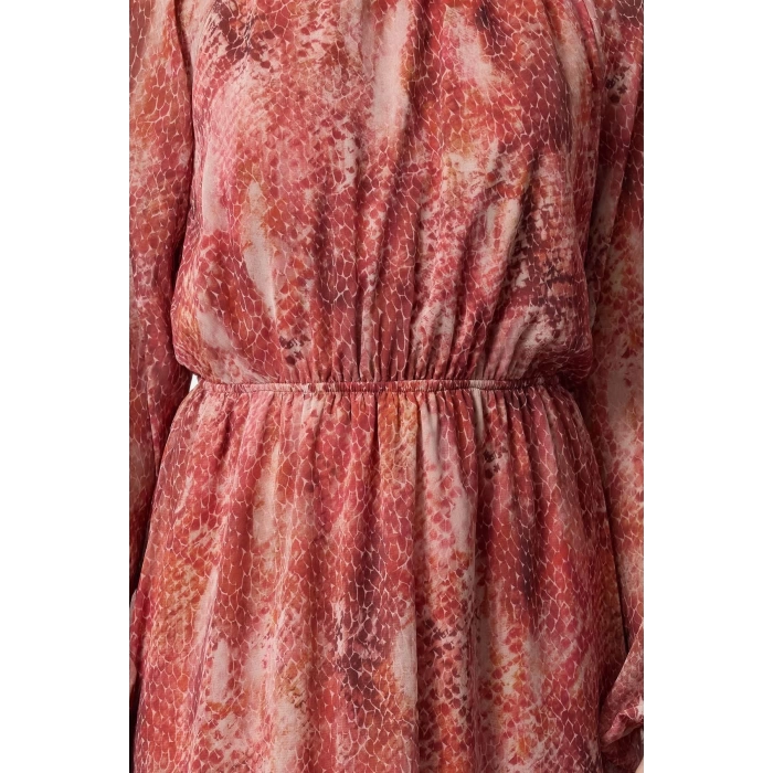 Women Fashion Stylish Midi Length Stand Collar Regular Shawl Pattern Lined Woven Winter Dress