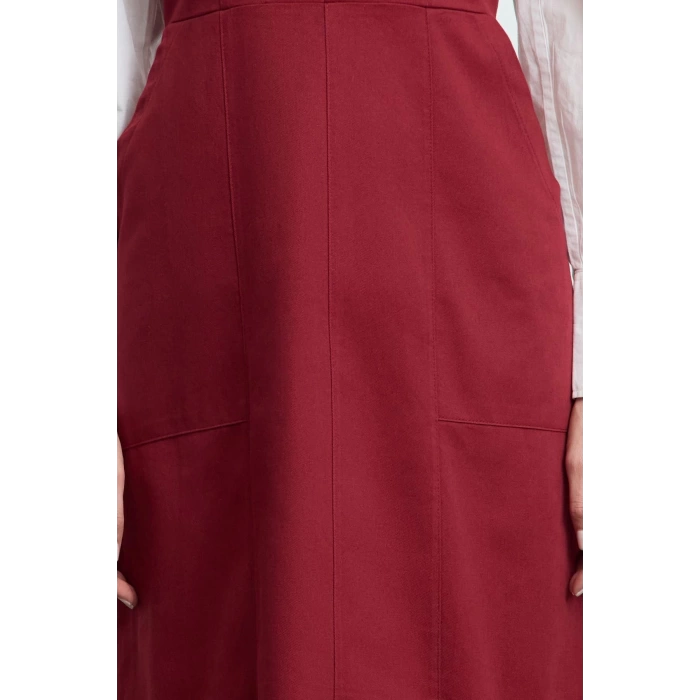 Women Fashion Stylish Midi Length V Neck Regular Vest Woven Dress