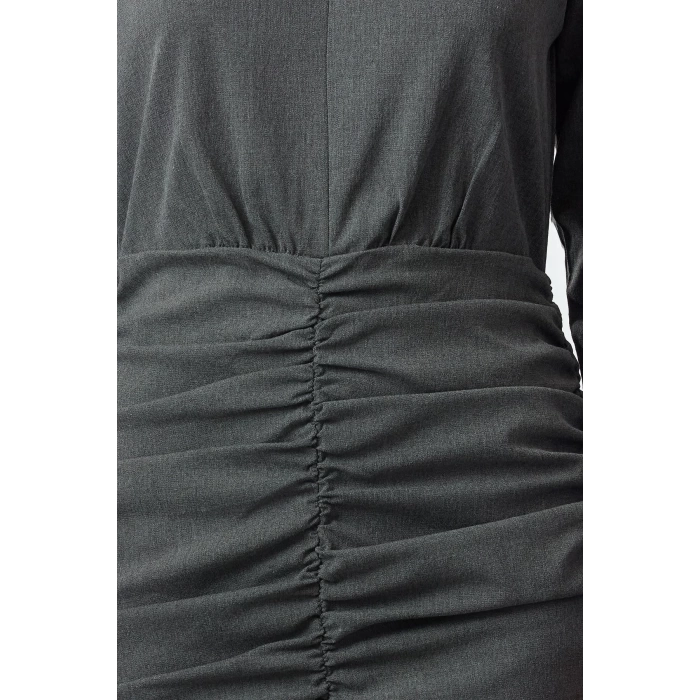 Womens Fashion Stylish Mini Length V Neck Regular Body-hugging Drape Detailed Woven Dress