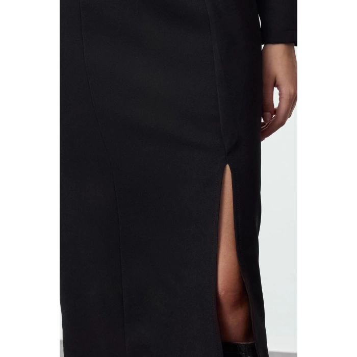 Women Fashion Stylish Midi Length V Neck Regular Bodycon Woven Dress
