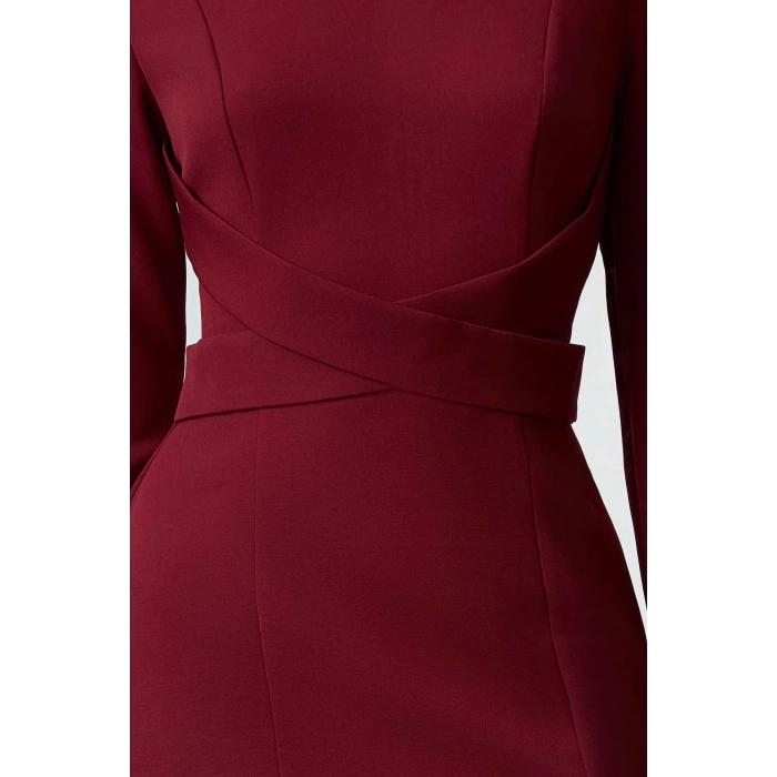 Women Fashion Stylish Midi Length V Neck Regular Bodycon Woven Dress